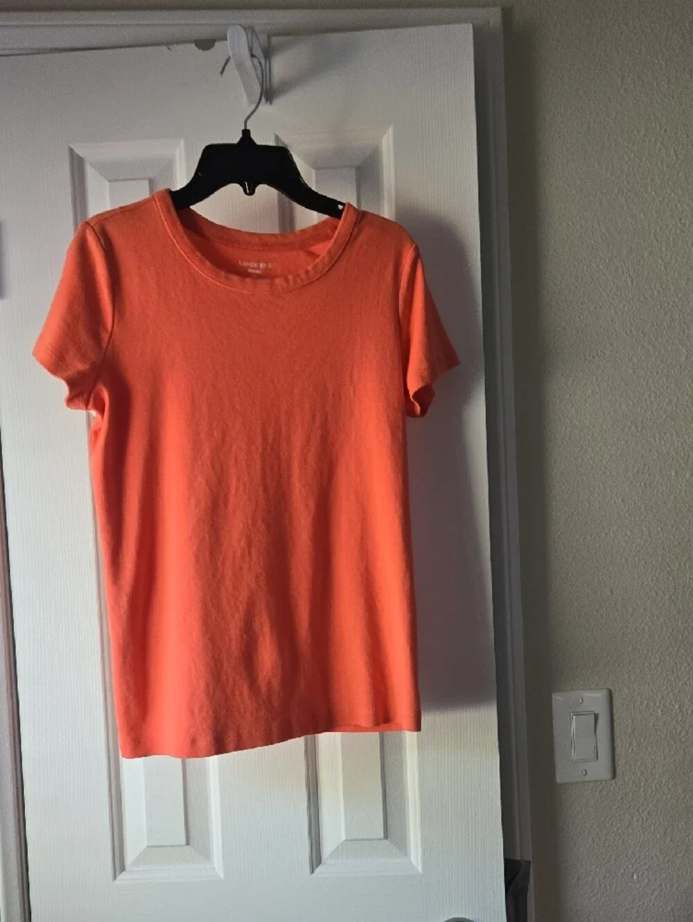 Lands' End Shaped Women's Short-Sleeve Tee in Coral Orange-Small- Petite